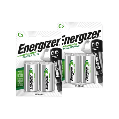 Energizer Recharge Power Plus 2500mAh Ni-MH C Size Rechargeable Batteries - Pack of 4