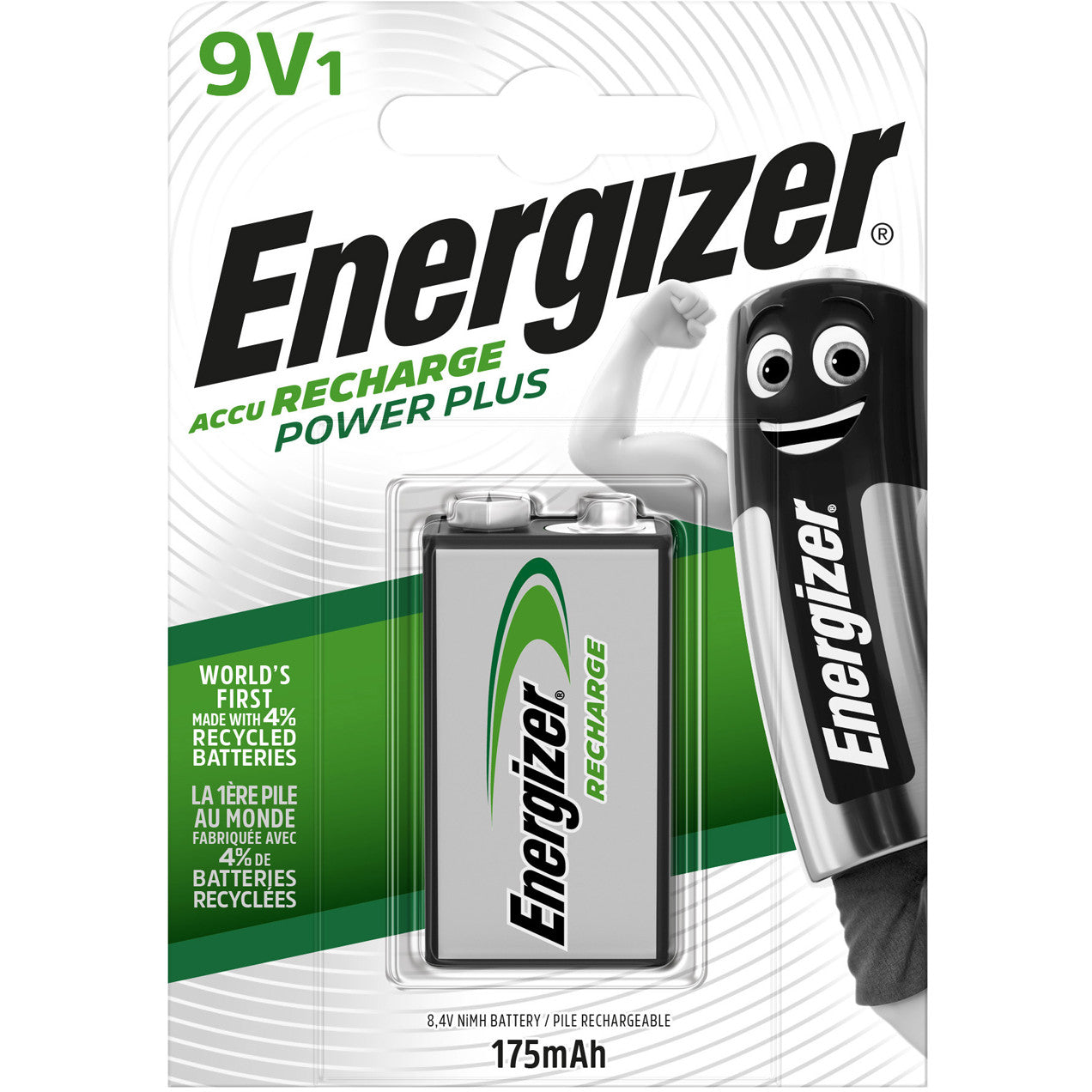 Energizer Recharge Power Plus 175mAh 9V Rechargeable Battery