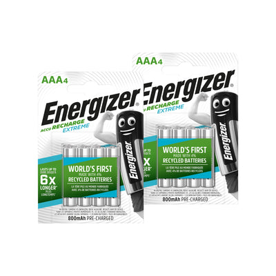 Energizer Recharge Extreme 800mAh Ni-MH AAA Rechargeable Batteries - Pack of 8