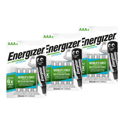 Energizer Extreme Rechargeable 800mAh Ni-MH AAA Batteries - Pack of 12