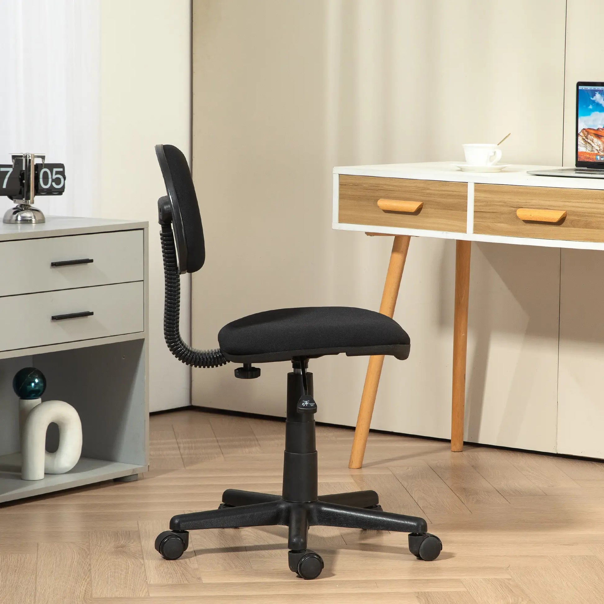 ProperAV Extra Armless Adjustable Draughtsman Office Chair - Black