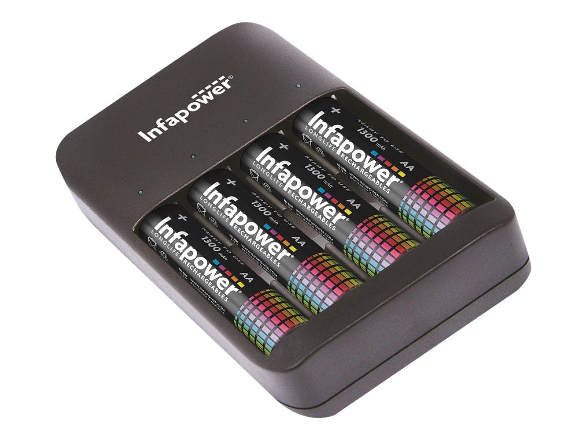 Infapower USB 4x AA/AAA Battery Charger with 4x AA 1300mAh Batteries