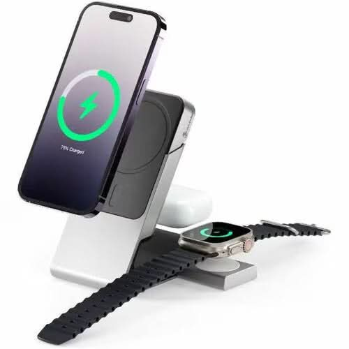 ALOGIC Matrix+ 3-in-1 Qi-Enabled Magnetic Wireless Charging Dock with Detachable 5000mAh Power Bank