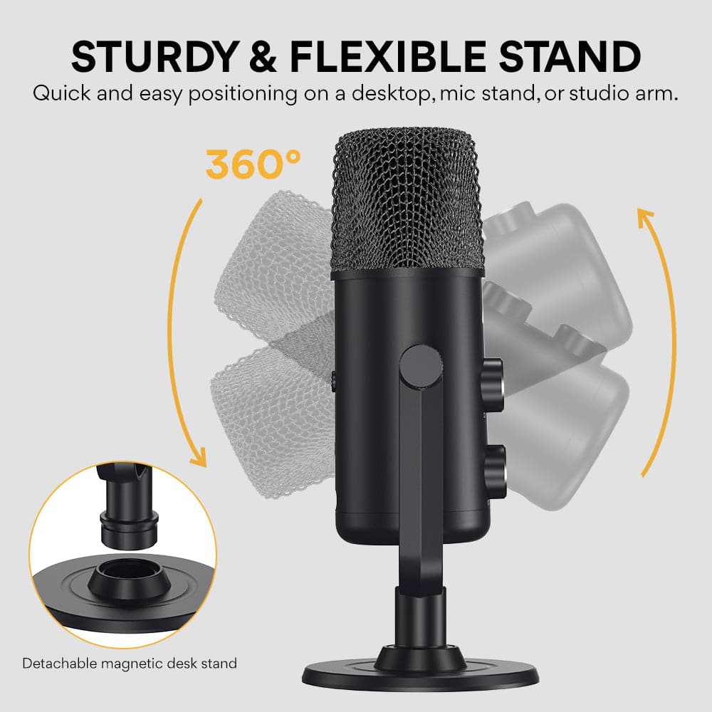 ProSound USB C Desk Top Condenser Omnidirectional Dual Polar Cardioid Microphone