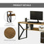 ProperAV K-Shaped Steel Legs Computer Desk with Storage Shelf - Black & Brown