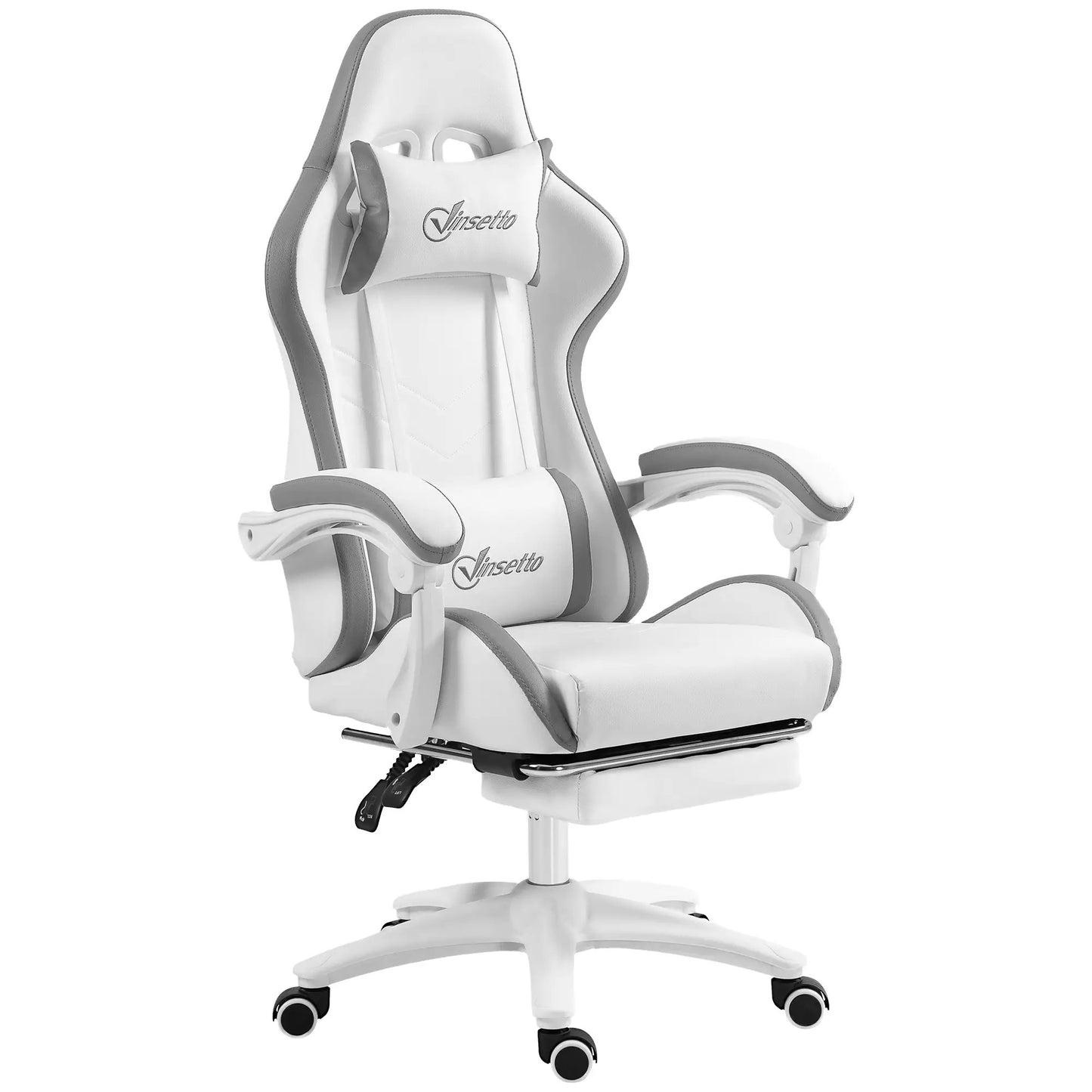 Maplin Plus Racing Style Gaming Chair with Reclining Function & Footrest Grey