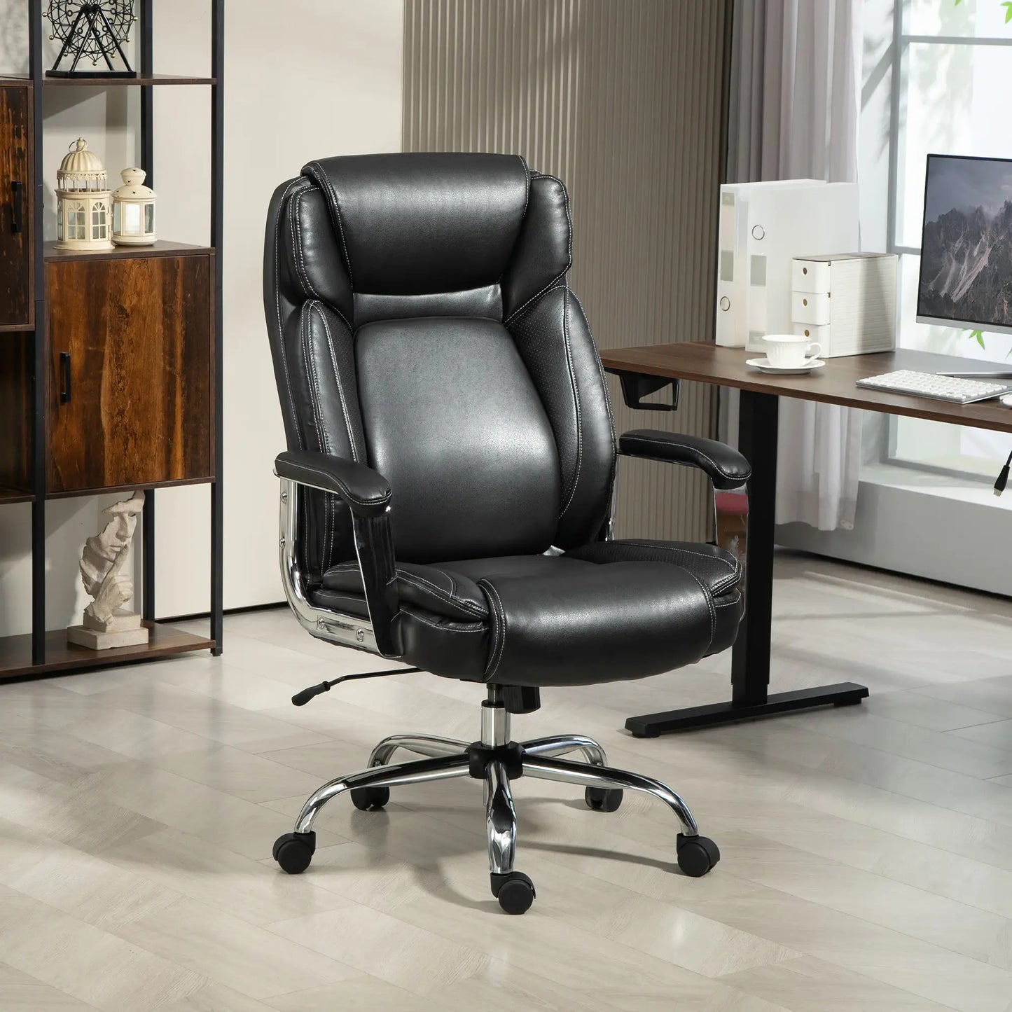 ProperAV Extra Faux Leather Adjustable Executive Office Chair - Black