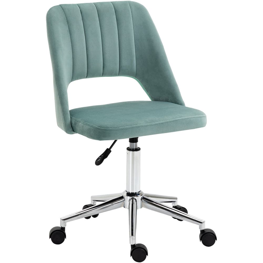 ProperAV Extra Velvet Fabric Scallop Shape Mid-Back Office Chair Green