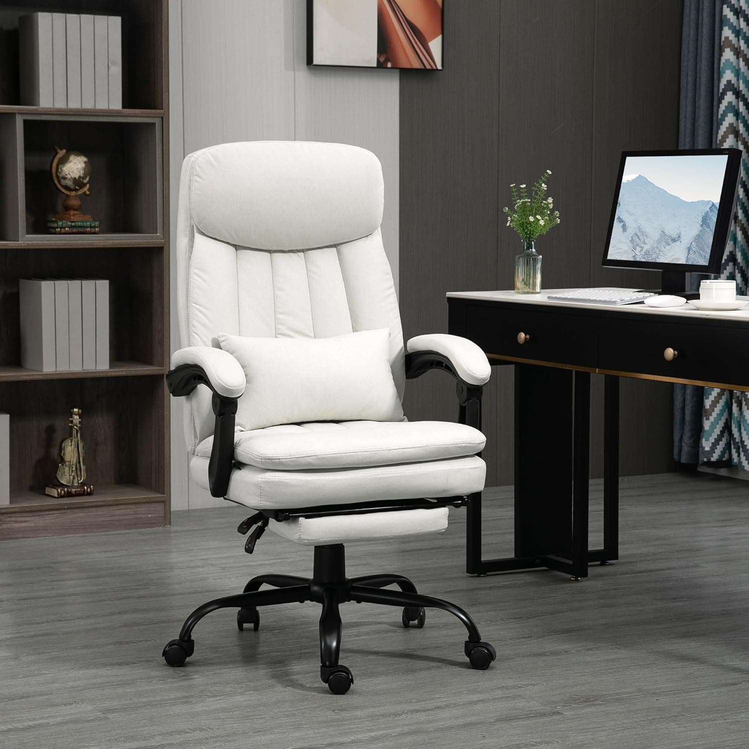 Reclining office chair with on sale footrest and massager