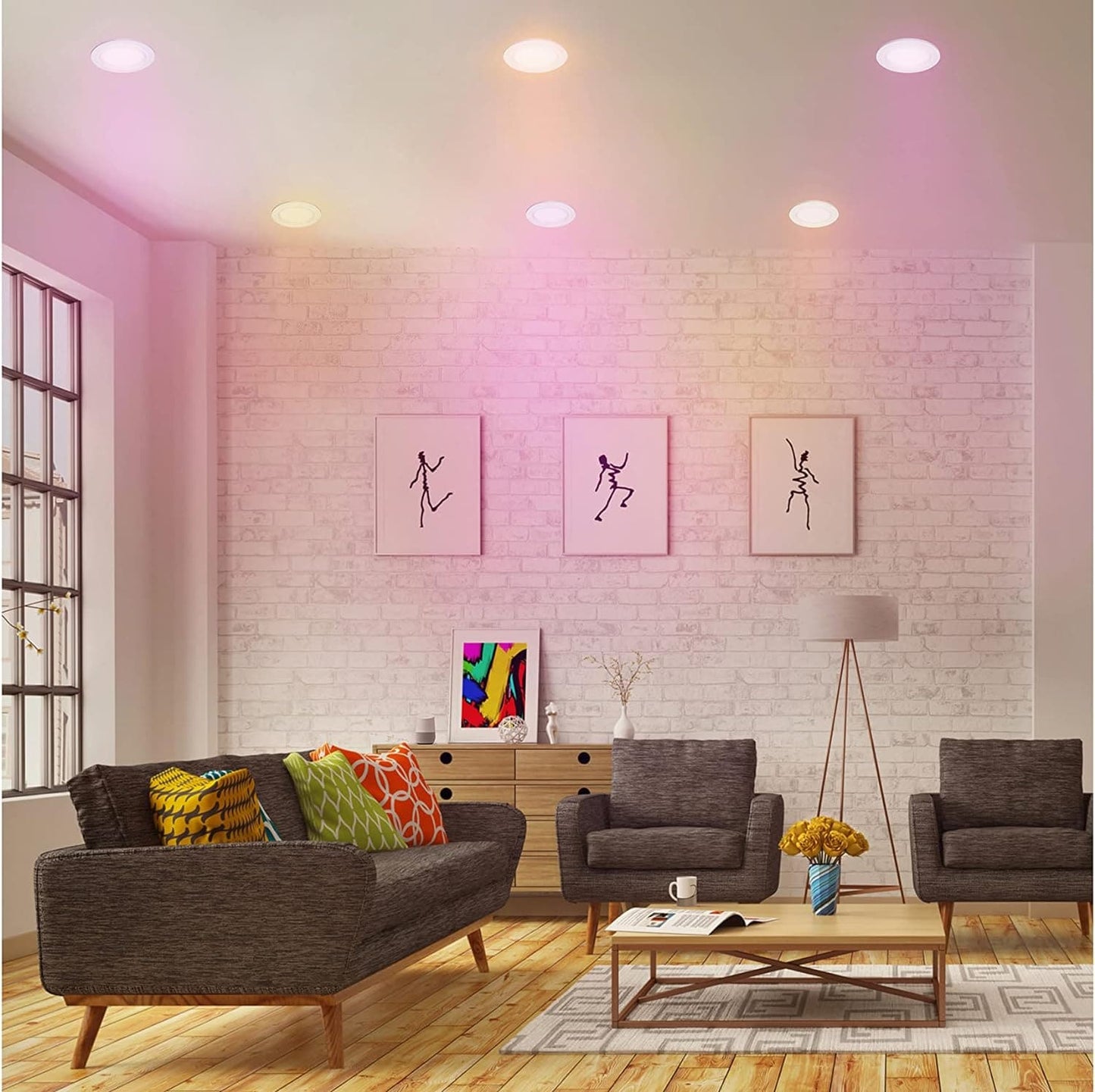 4lite WiZ Connected Smart Lighting Kit including 6x GU10 White Bulbs, 1x Remote Control & 2x 3-Pin UK Plugs