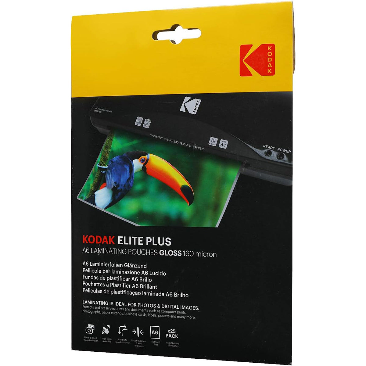 Kodak Elite Plus A6 160 Micron Laminating Pouches Gloss - Pack of 25