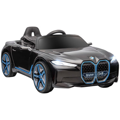 Maplin Plus BMW i4 Licensed 12V Kids Electric Ride On Car with Remote Control, Portable Battery, Music, Horn & Headlights Black