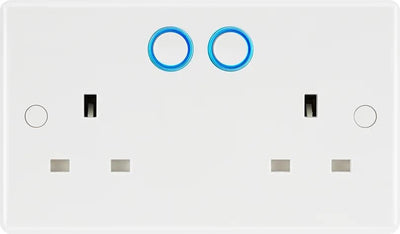 British General Slim Nexus Double Switched 13A Power Socket + Smart Home Control - White