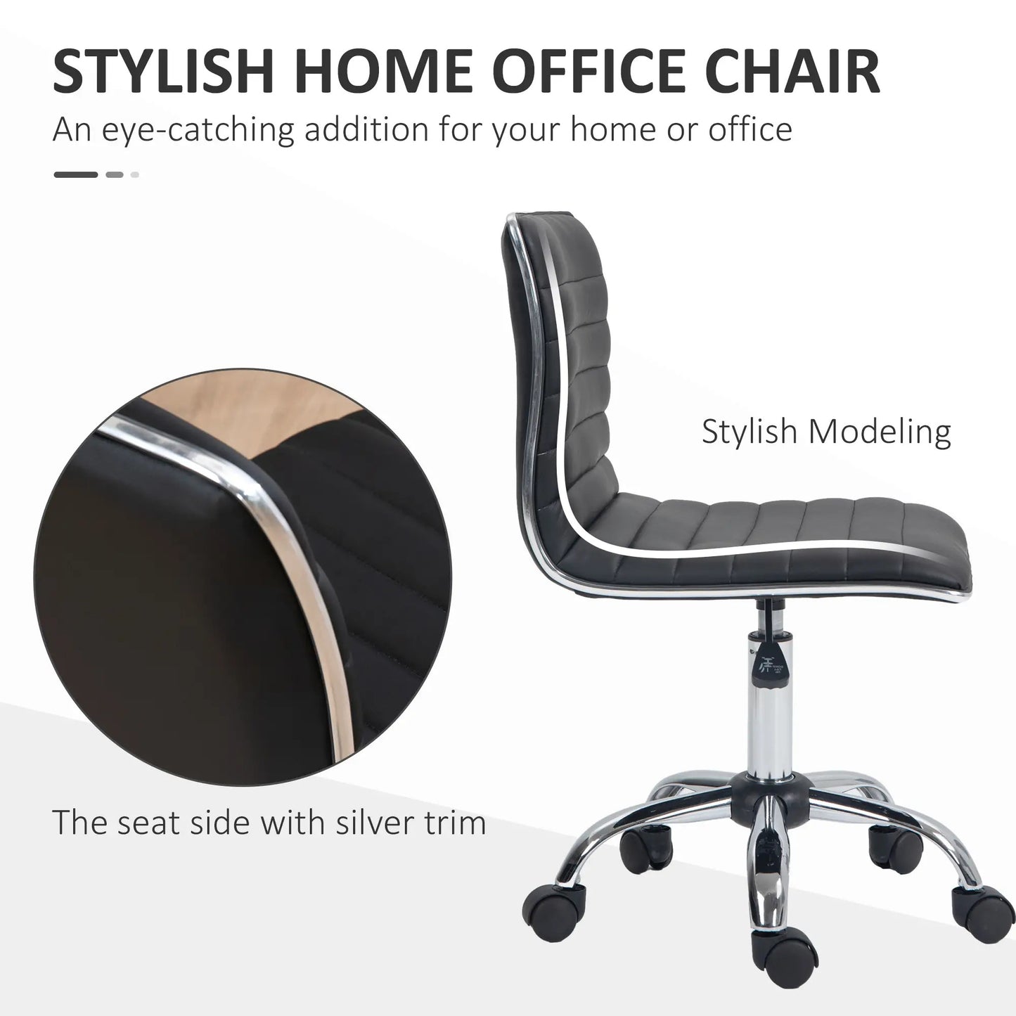 ProperAV Extra Armless Mid-Back Adjustable Swivel Office Chair