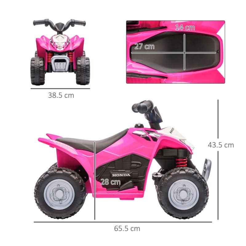 Maplin Plus AIYAPLAY Honda Licensed 6V Electric Ride On Kids Toy ATV Quad Bike with LED Lights & Horn for 1.5-3 Years