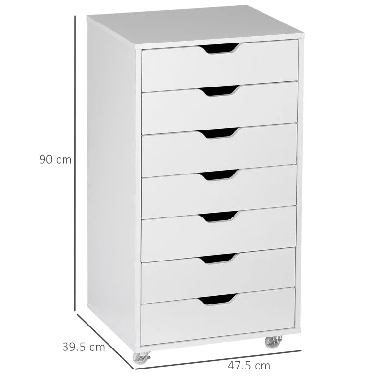 ProperAV Extra Vertical 7 Drawer Filing Cabinet - White