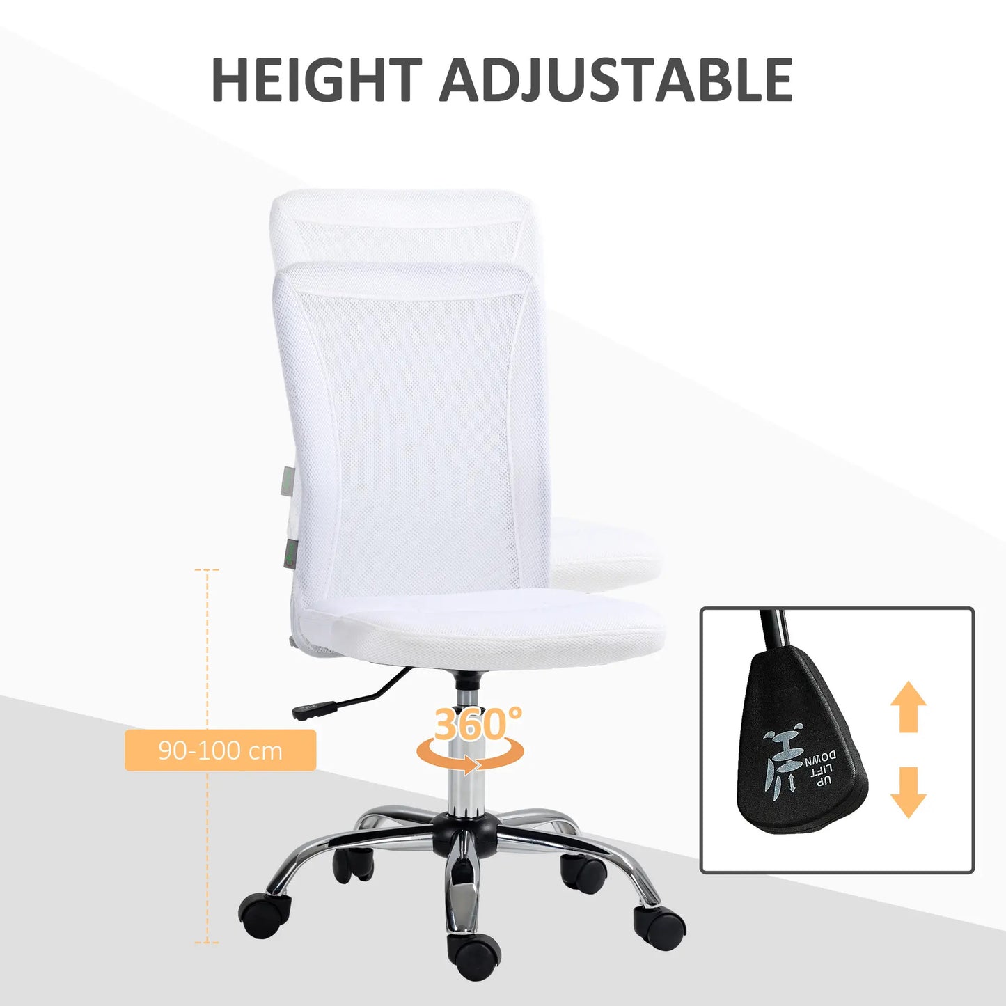 ProperAV Extra Armless Adjustable Mesh Office Chair