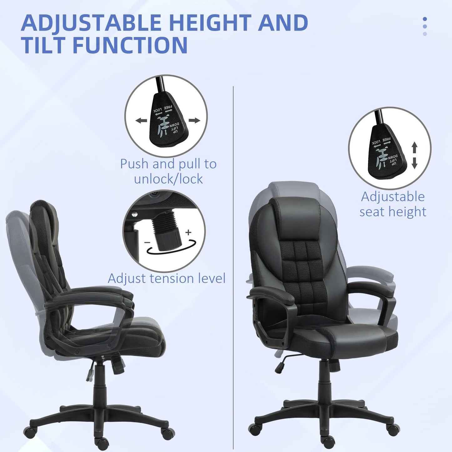 ProperAV Executive Office Chair with Armrests - Black