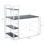 ProperAV Extra Metal Frame Home Wooden Top Office Desk with 4-Tier Bookshelf