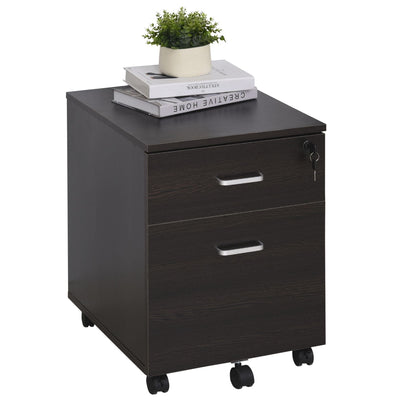 ProperAV Extra 2-Drawer Locking Office Filing Cabinet with 5 Wheels Black