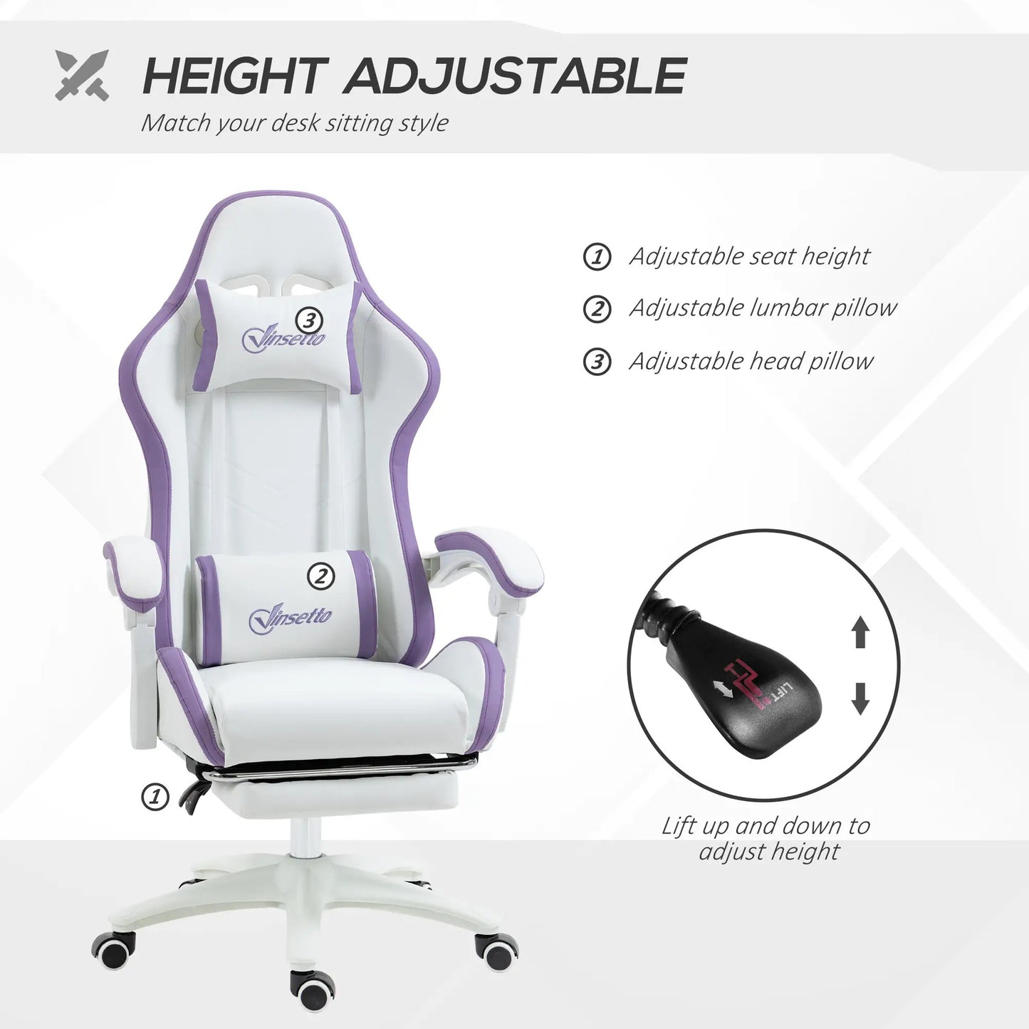 Maplin Plus Racing Style Gaming Chair with Reclining Function & Footrest