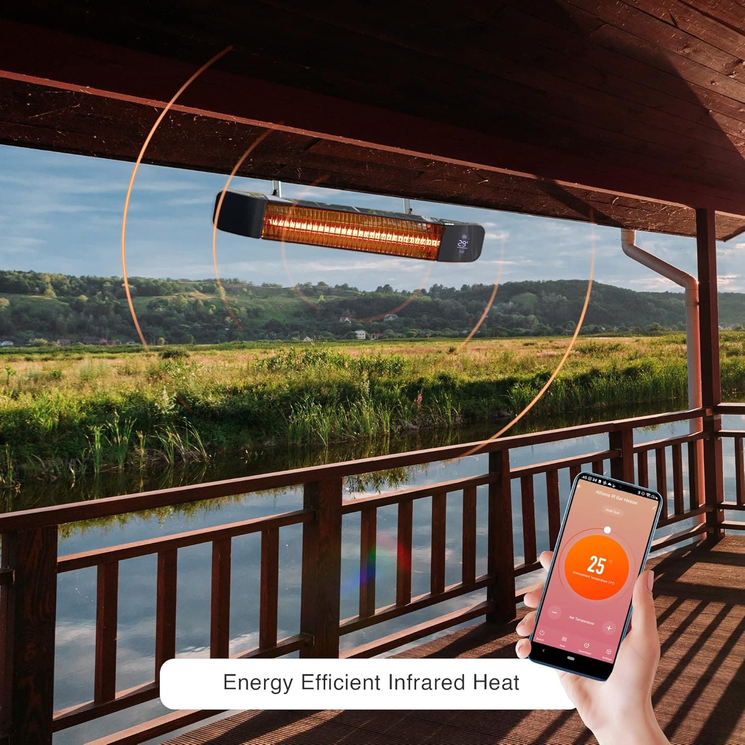 Mirrorstone 2.4kW Aurora Wi-Fi Remote Controllable Infrared Bar Heater -