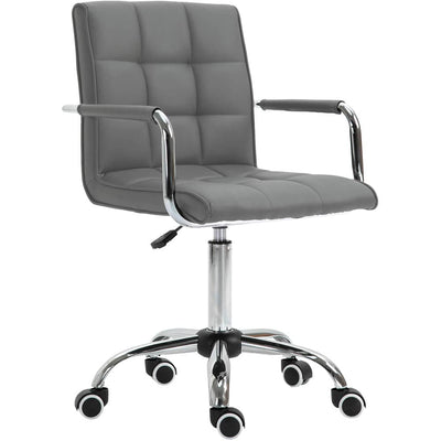 ProperAV Extra PU Leather Adjustable Mid-Back Office Chair Grey