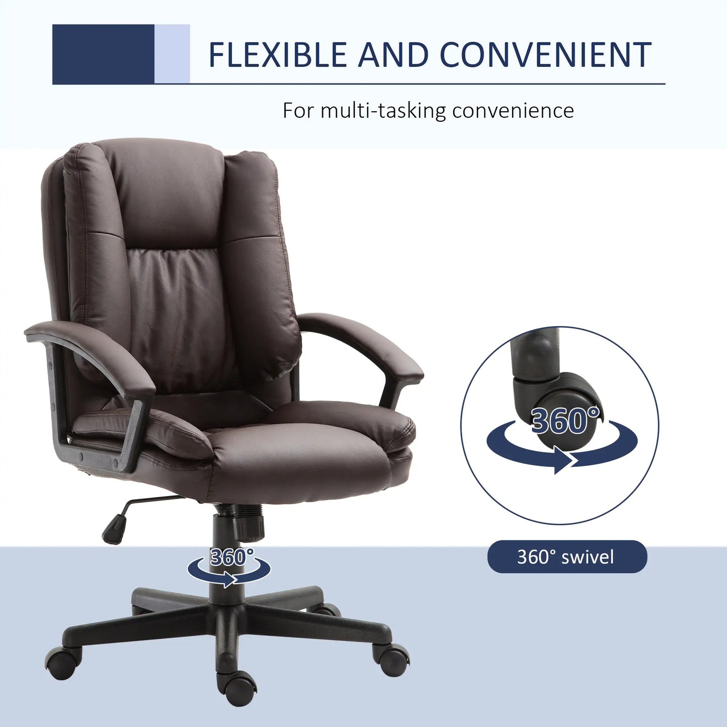 ProperAV Extra PU Leather Swivel Mid-Back Executive Office Chair