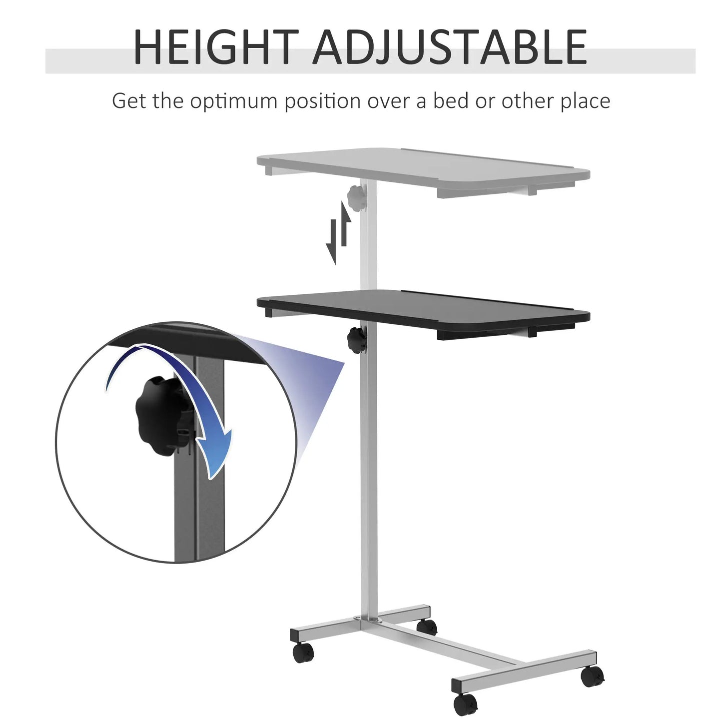 ProperAV Extra C-Shaped Mobile Table Desk with Casters