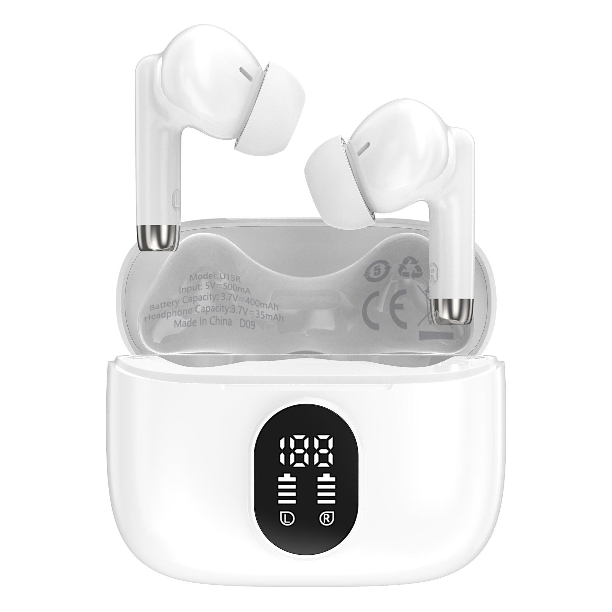 Maplin Wireless Bluetooth V5.4 Soft Fit Earbuds with USB-C Charging Case - White