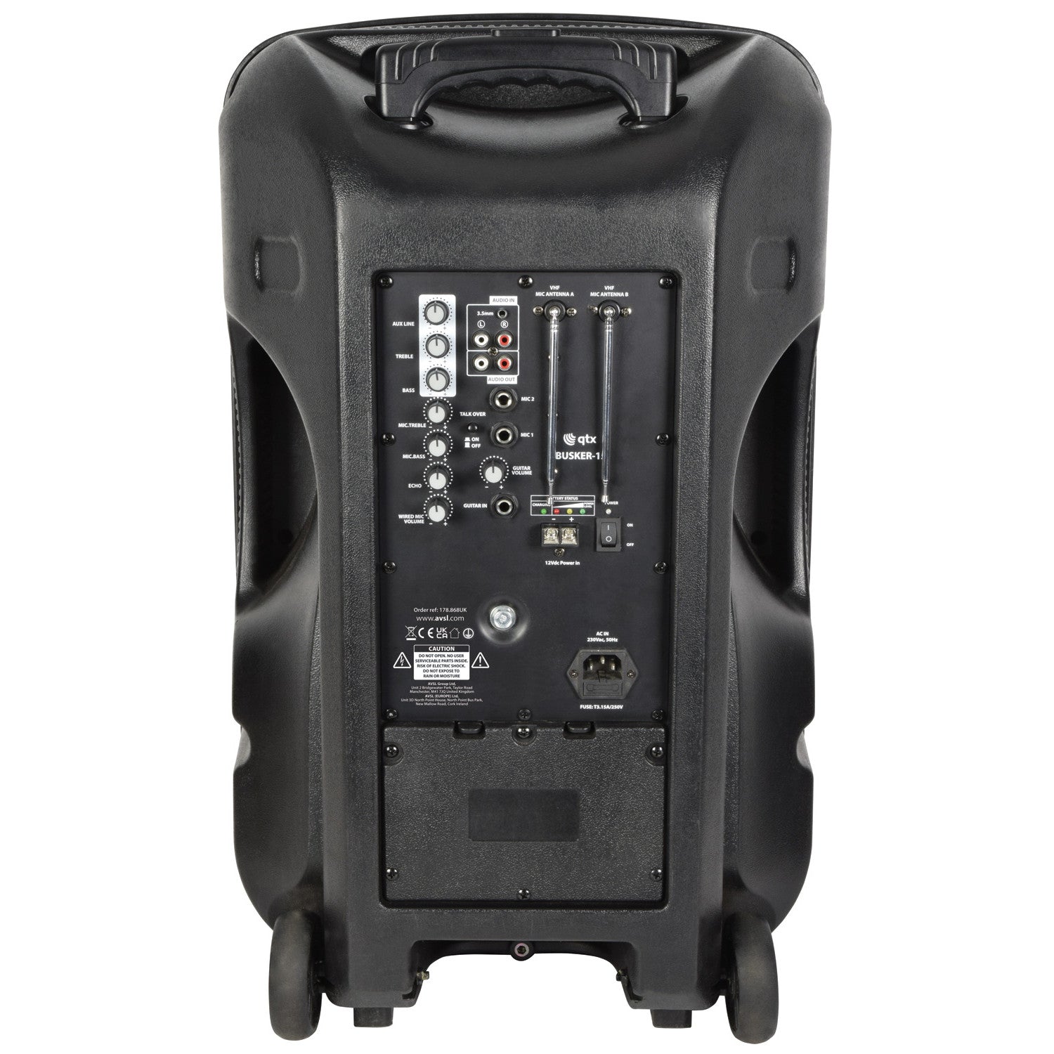 QTX Busker PA with VHF Mics & Media Player