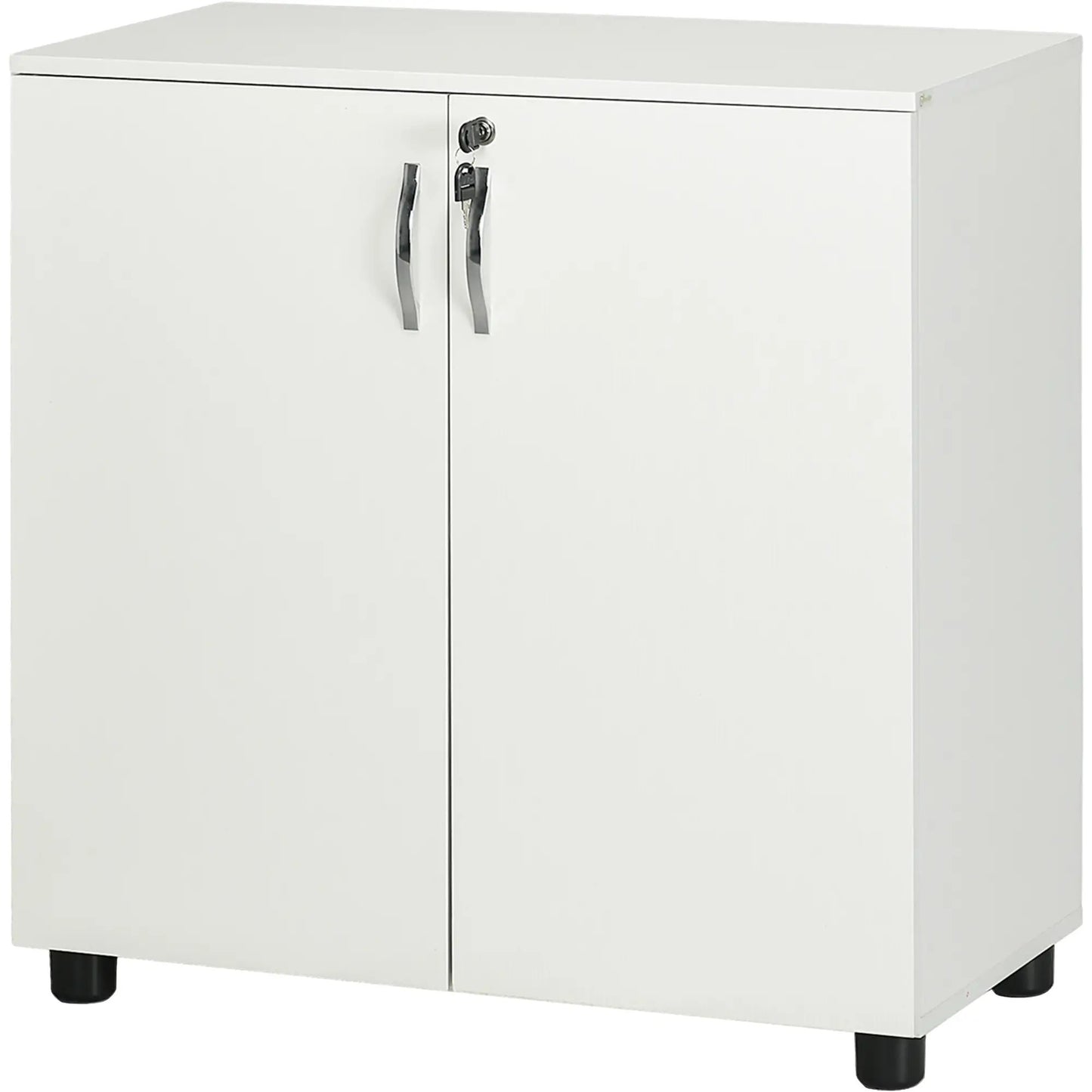 ProperAV Extra Lockable 2-Tier Storage Filing Cabinet White