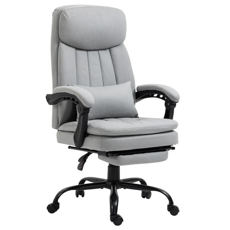 ProperAV Extra Ergonomic Adjustable Reclining Office Chair with 6-Point Vibration Massage, Lumbar Heating & Footrest Grey