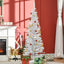 HOMCOM 5ft Artificial Pine Pencil Slim Tall Christmas Tree with Stand - White