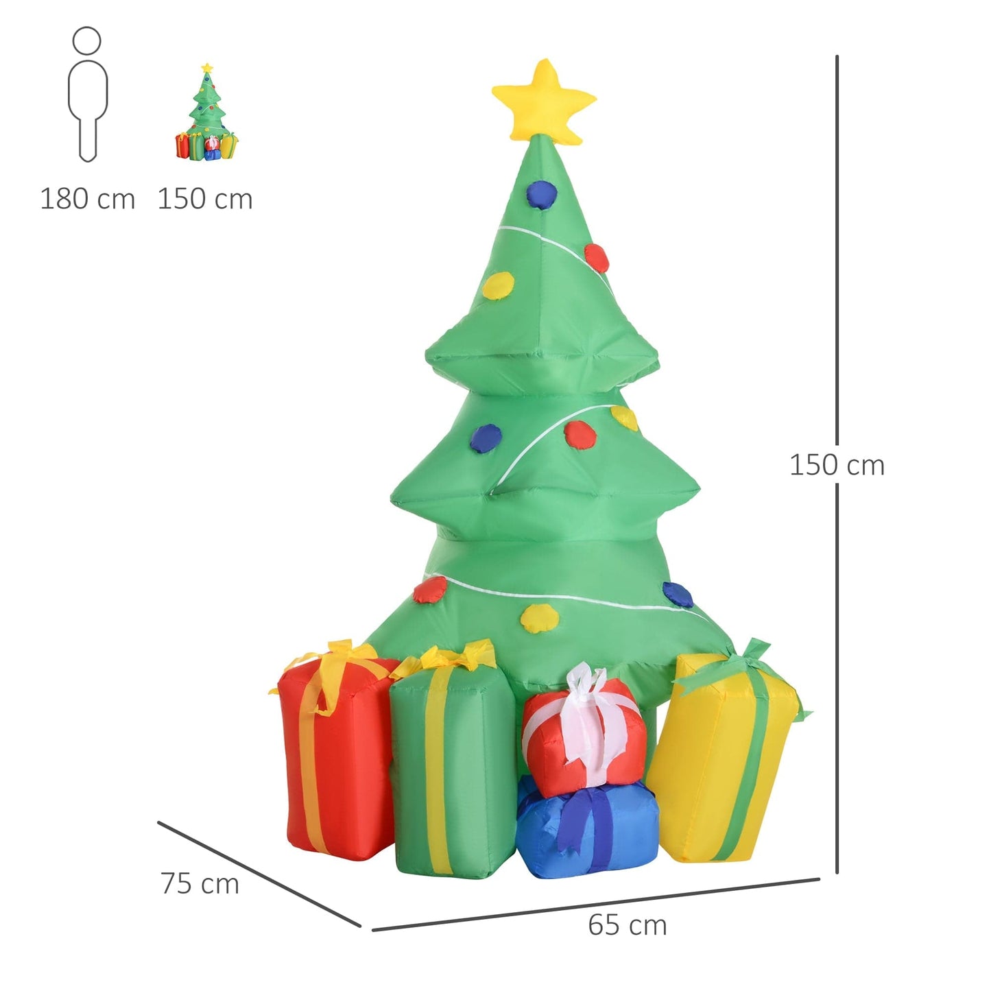 HOMCOM 5ft LED Inflatable Christmas Tree Decoration