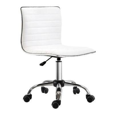 ProperAV Extra Armless Mid-Back Adjustable Swivel Office Chair White