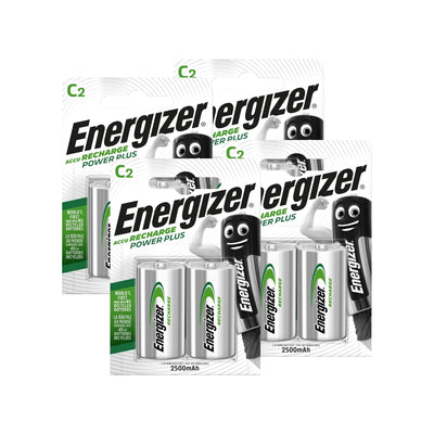 Energizer C Size 2500mAh Recharge Power Plus Batteries - Pack of 8