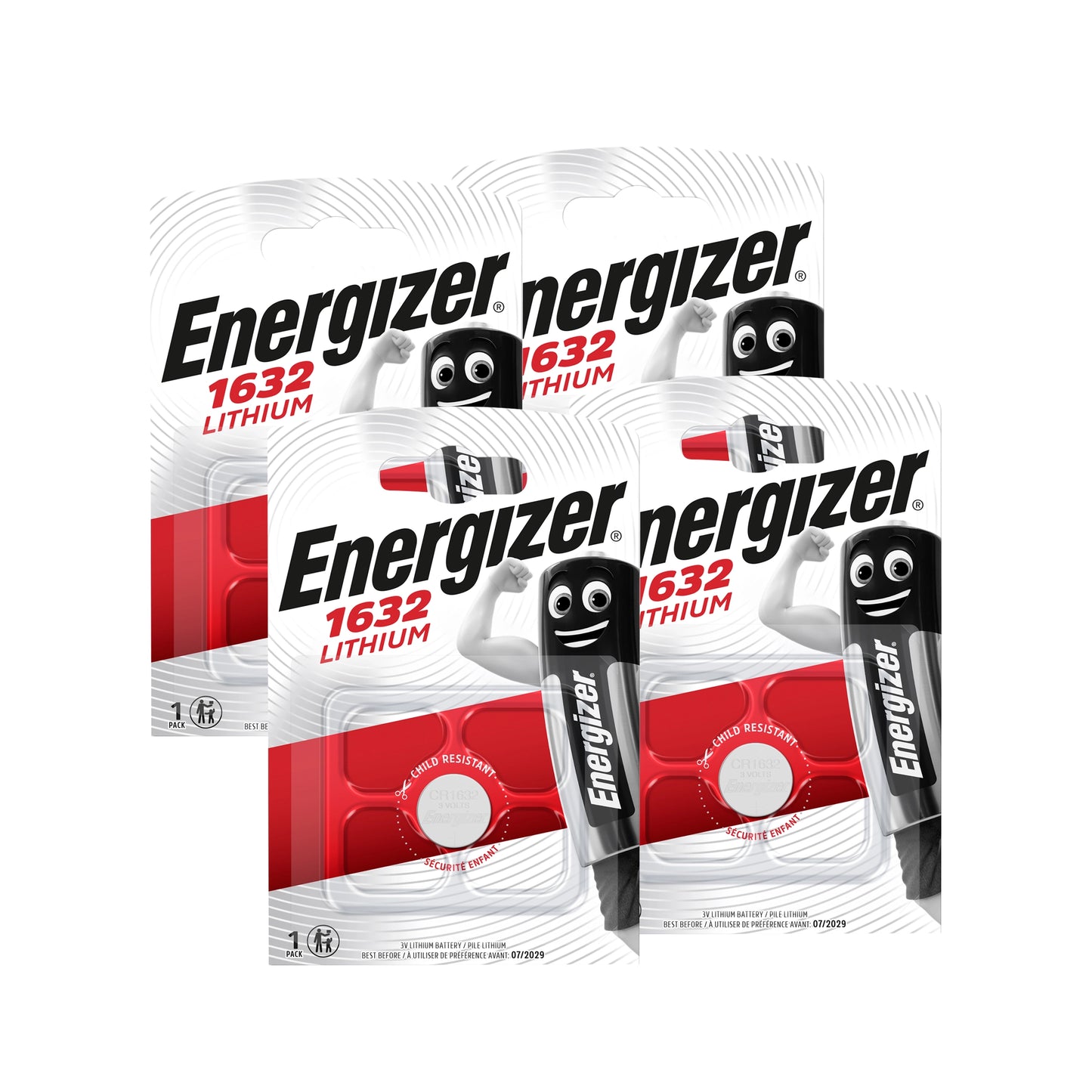 Energizer CR1632 3V Lithium Coin Cell Battery - Pack of 4