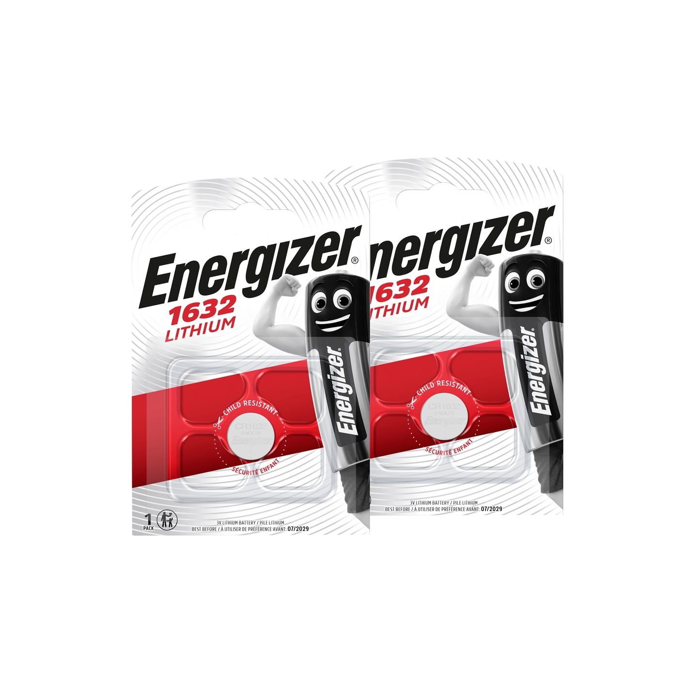 Energizer CR1632 3V Lithium Coin Cell Battery - Pack of 2