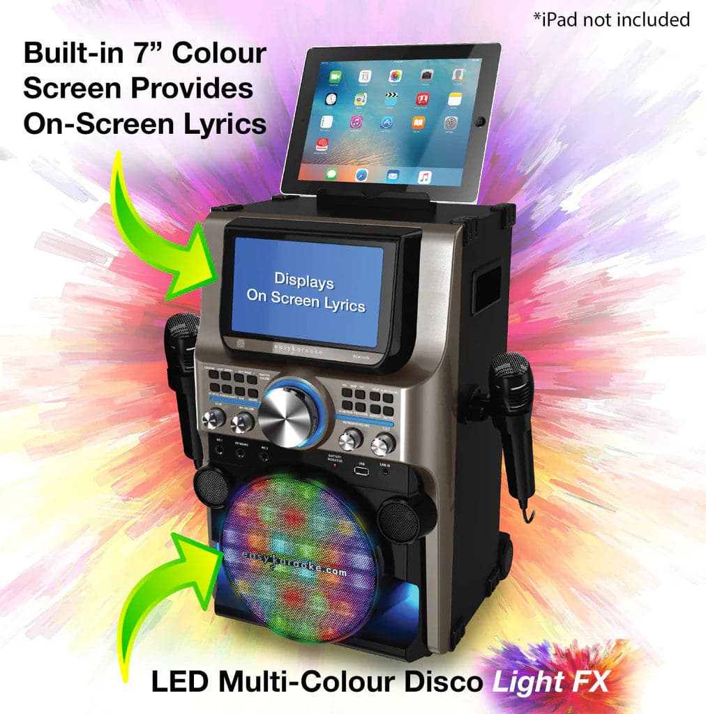 Easy Karaoke Ultimate Bluetooth Karaoke Machine with LED Multi