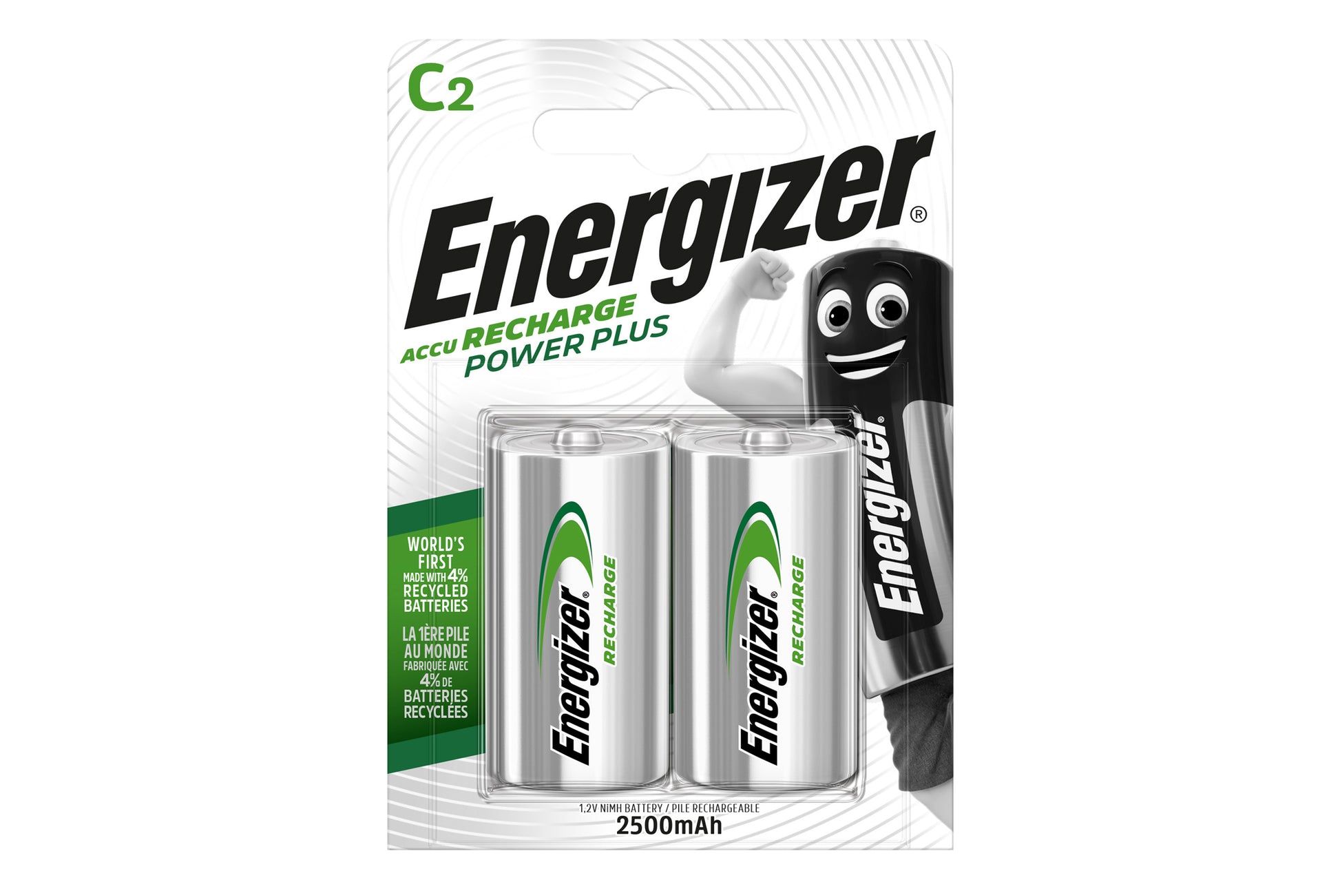 Energizer Recharge Power Plus 2500mAh Ni-MH C Size Rechargeable Batteries - Pack of 8