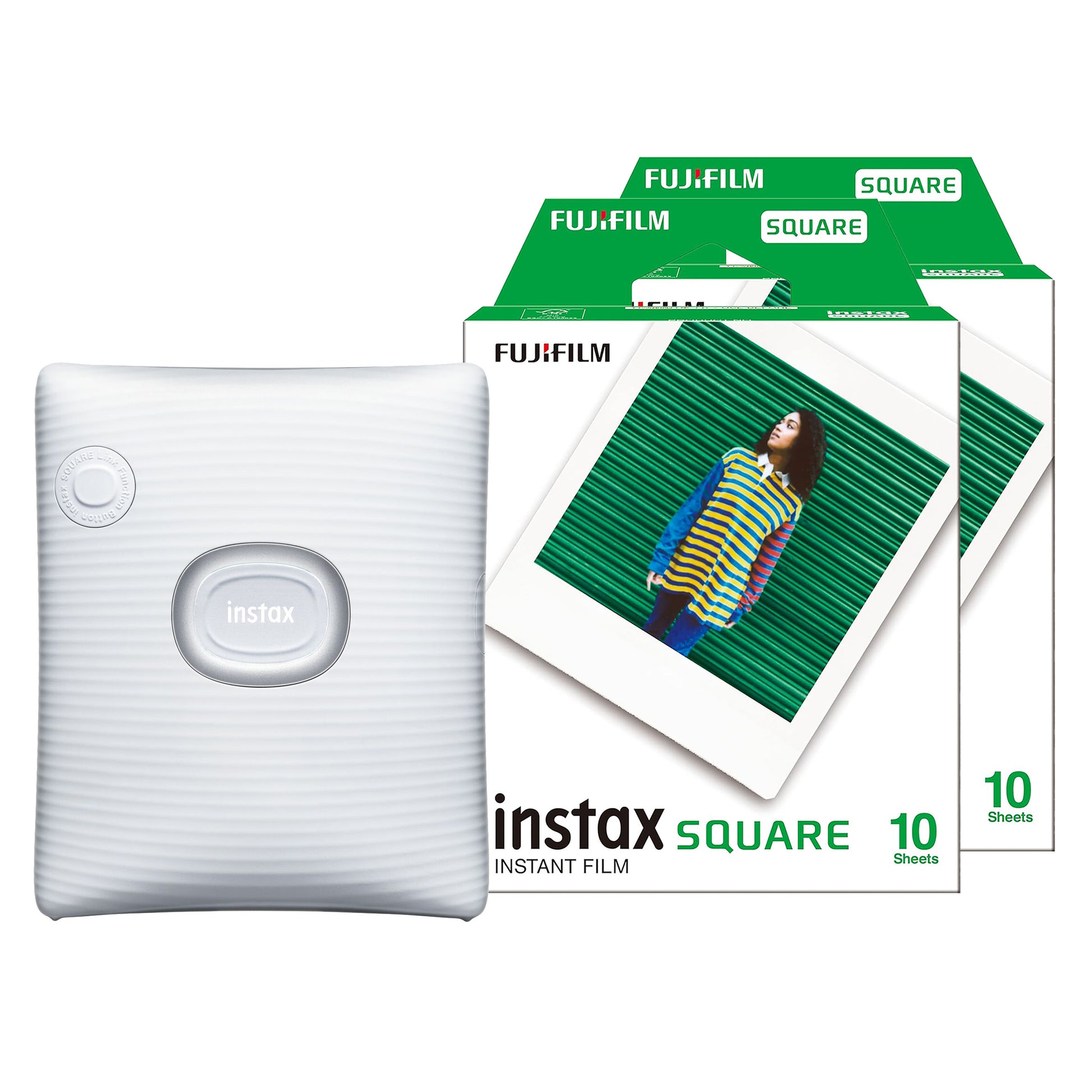 Fujifilm Instax Square Link Wireless Smartphone Photo Printer - White Printer + 20 Shot Pack