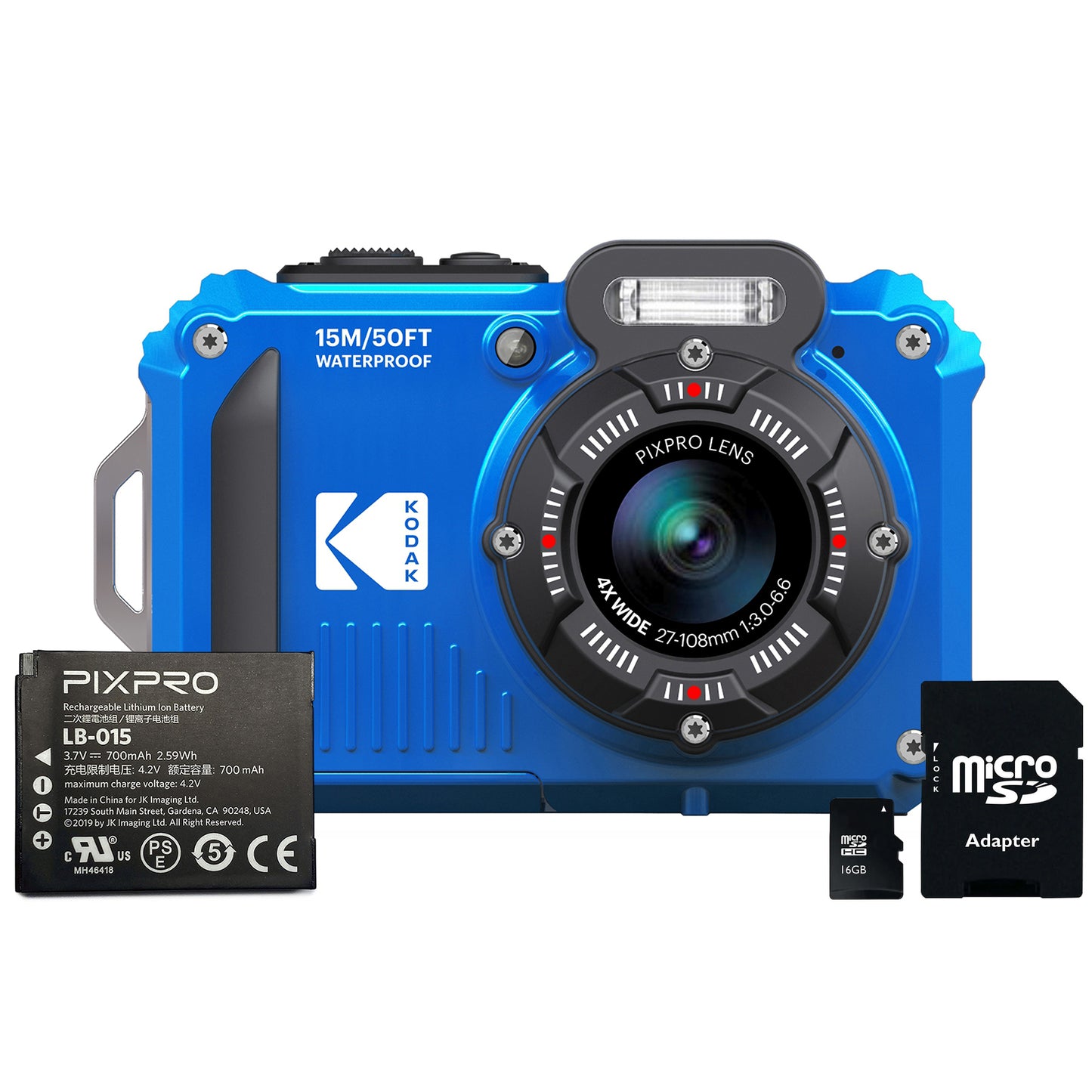 Kodak PIXPRO WPZ2 16MP 4x Zoom Tough Compact Camera - Blue