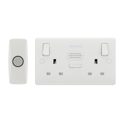 British General Nexus Double Switched 13A Power Socket with Door Chime - White