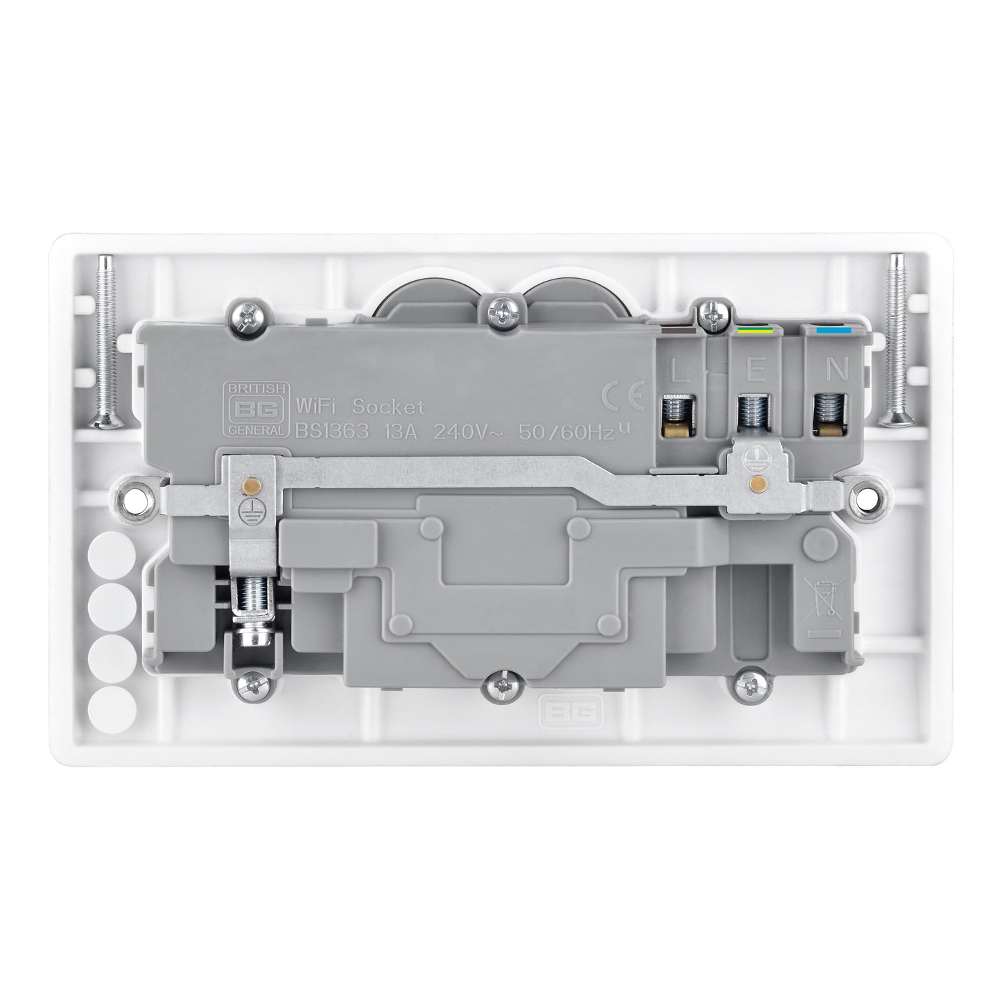 British General Slim Nexus Double Switched 13A Power Socket + Smart Home Control - White