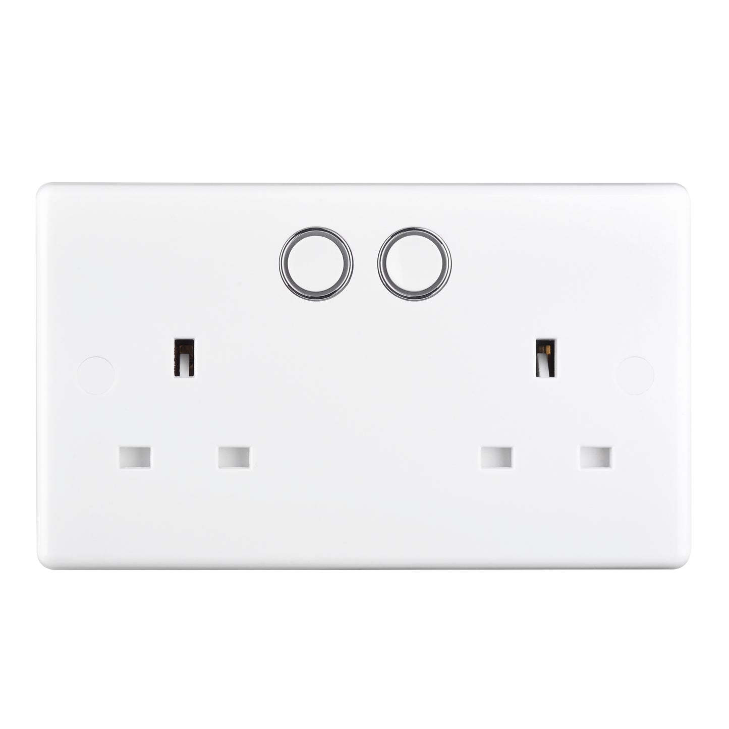 British General Slim Nexus Double Switched 13A Power Socket + Smart Home Control - White