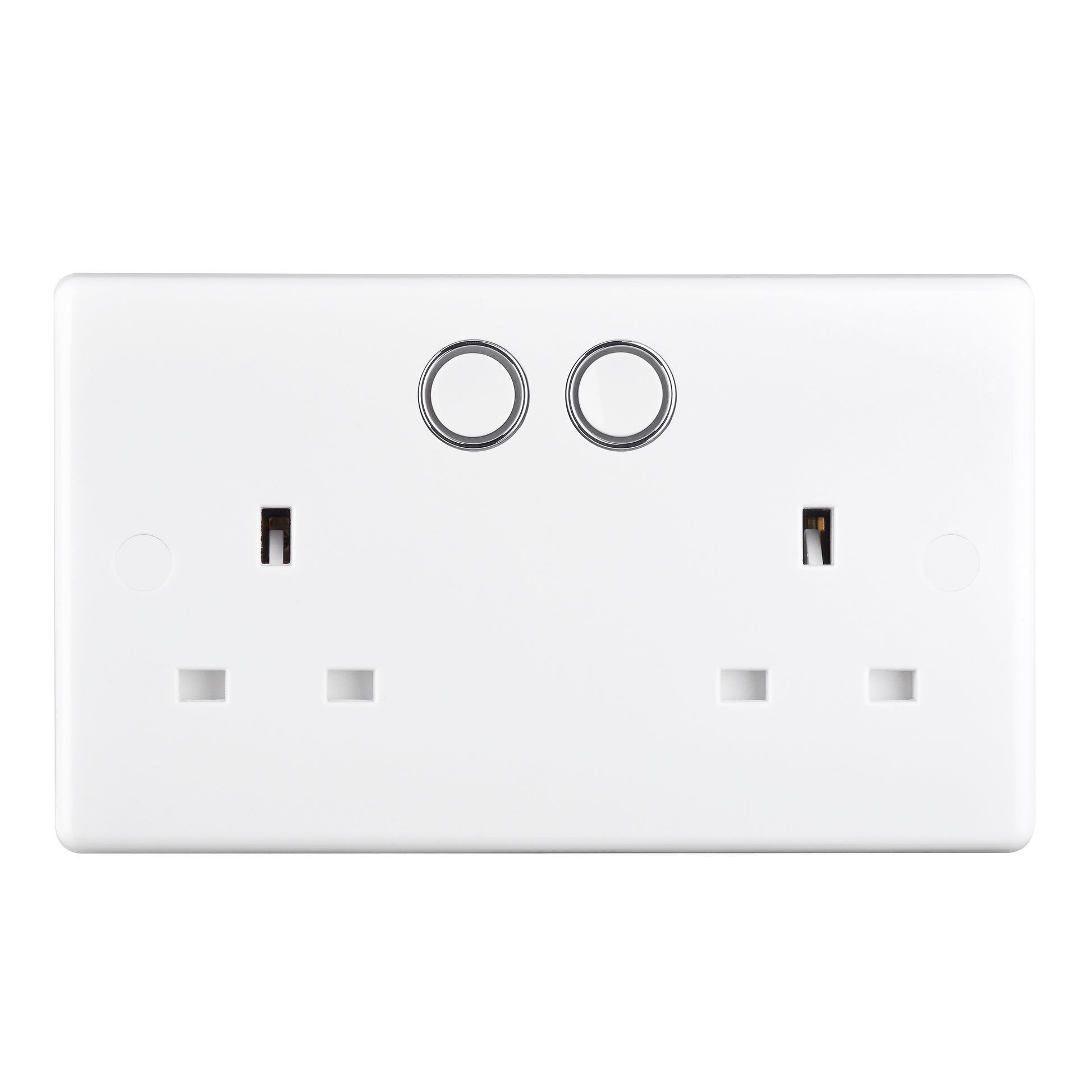 British General Slim Nexus Double Switched 13A Power Socket + Smart Home Control - White