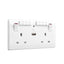 British General Round Edge 13A 2 Gang Switched Socket with Wi-Fi Extender + 1x USB-A 2.1A - White