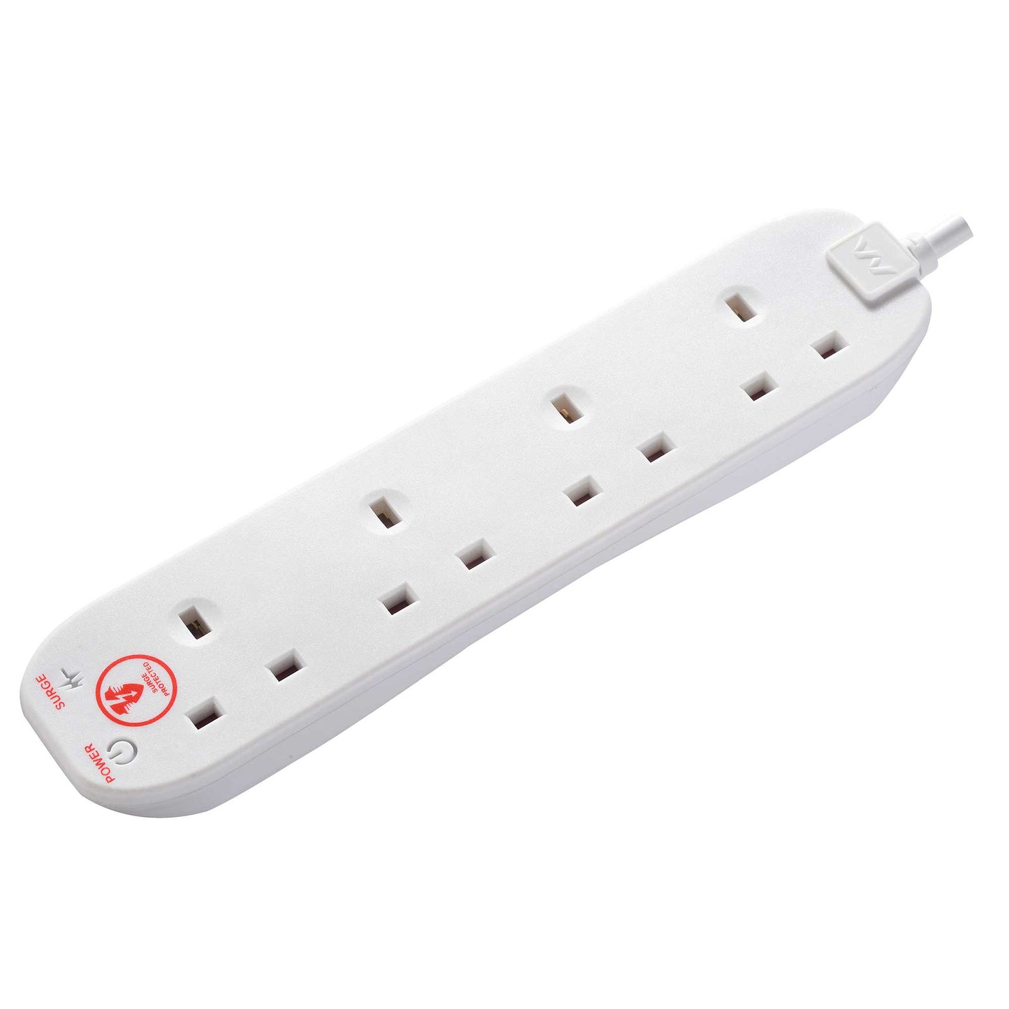 Masterplug 4m 4-Socket 13A Surge Protected Extension Lead - White