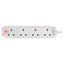 Masterplug 4m 4-Socket 13A Surge Protected Extension Lead - White